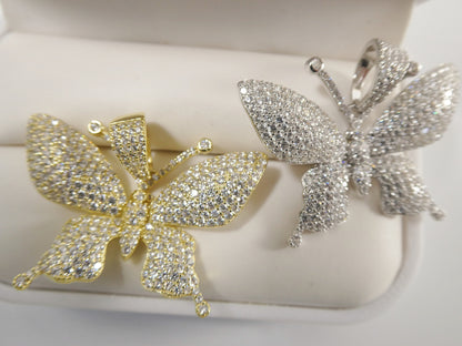 Real Solid 925 Sterling Silver Large Butterfly Pendent
