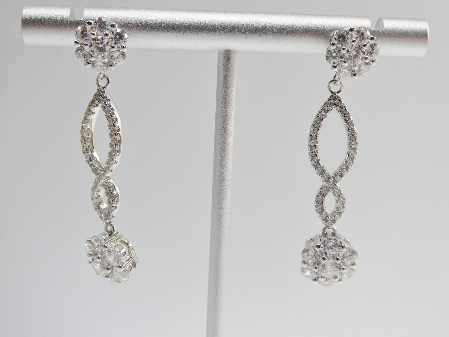 real 925 sterling silver micro pave setting 14k white gold color finish drop earrings