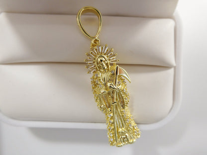 Real 925 Sterling Silver Santa Muerte Pendent Charm