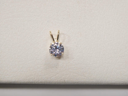 10k Real Solid Yellow Gold 16 Inch Chain and Round Stone Solitaire Pendent Set