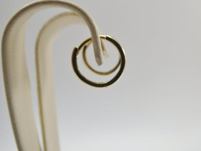 Real 10k Solid Yellow Gold High Polish Plain Hoop Huggie Earrings