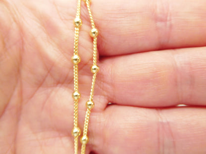 Real 925 Sterling Silver Link Ball 10 Inch Anklet 14k Yellow Gold Finish