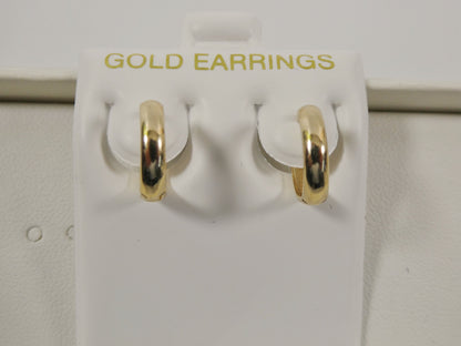 Real 10k Solid Yellow Gold High Polish Plain Hoop Huggie Earrings