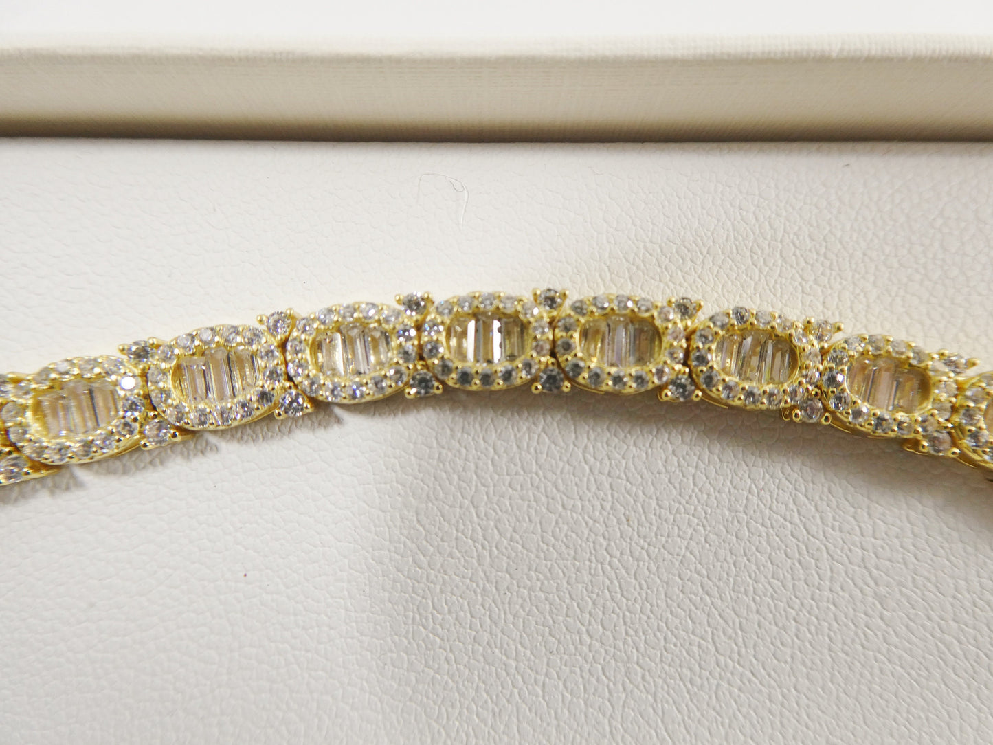 7 inch tennis style real 925 sterling silver 14k gold color finish bracelet