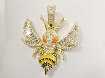 Real Solid 925 Sterling Silver Large Honey Bee Pendent