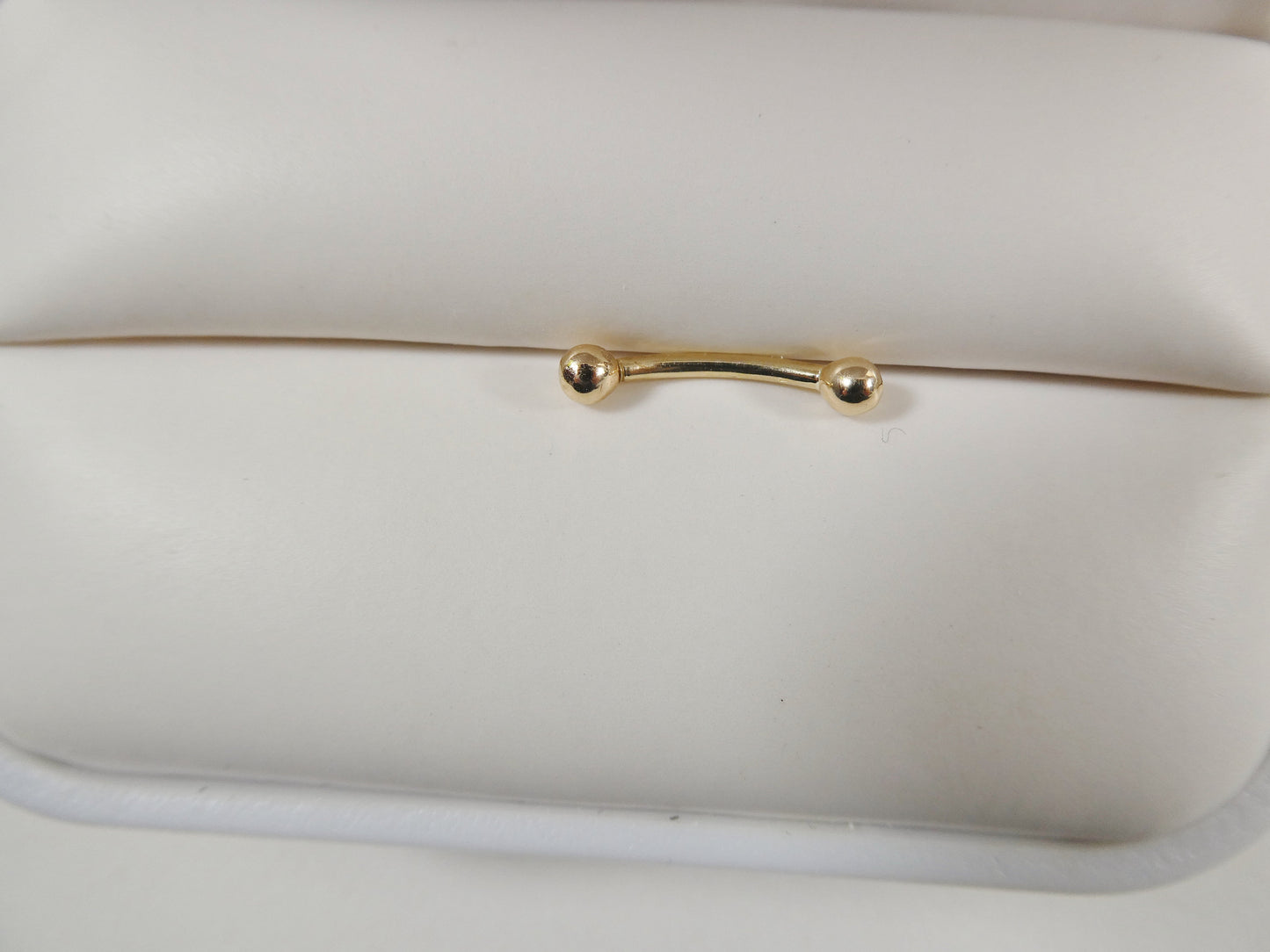 14K real solid yellow gold white gold eyebrow cz both side curve piercing