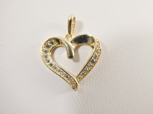 14k real solid yellow gold heart high polish charm pendent