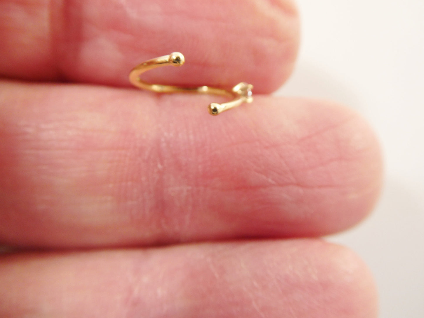 14k real solid yellow gold cartilage nose ring body ring piercing