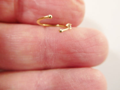 14k Real Solid Yellow Gold Cartilage Nose Ring Body Ring Piercing