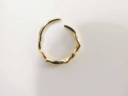 14k Real Solid Yellow Gold Cartilage Daith Wrinkled Hoop Body Ring Piercing
