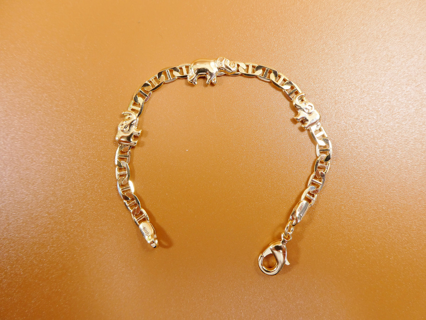 5.5 inch 18k gold filled mariner chain style elephant baby bracelet