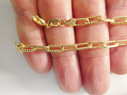 7.5 / 10 Inch 14k Gold Filled Paper Clip Chain Ladies Bracelet