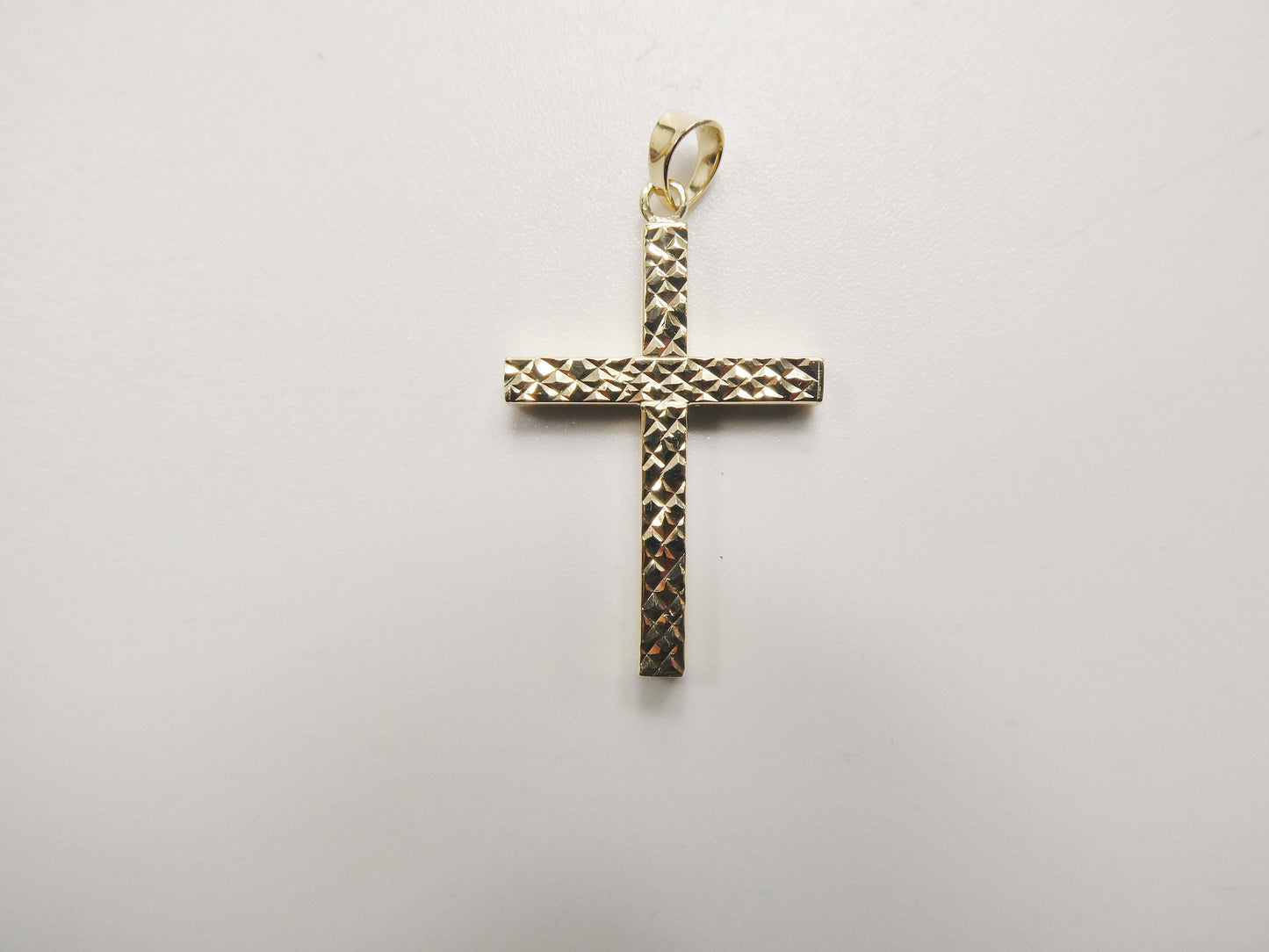 14k real solid yellow gold diamond cut cross pendent and robe necklace