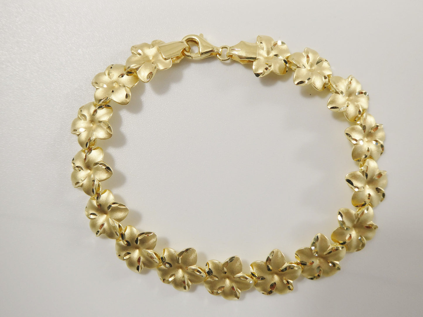 7 inch real 925 sterling silver flower 14k gold tone matt finish