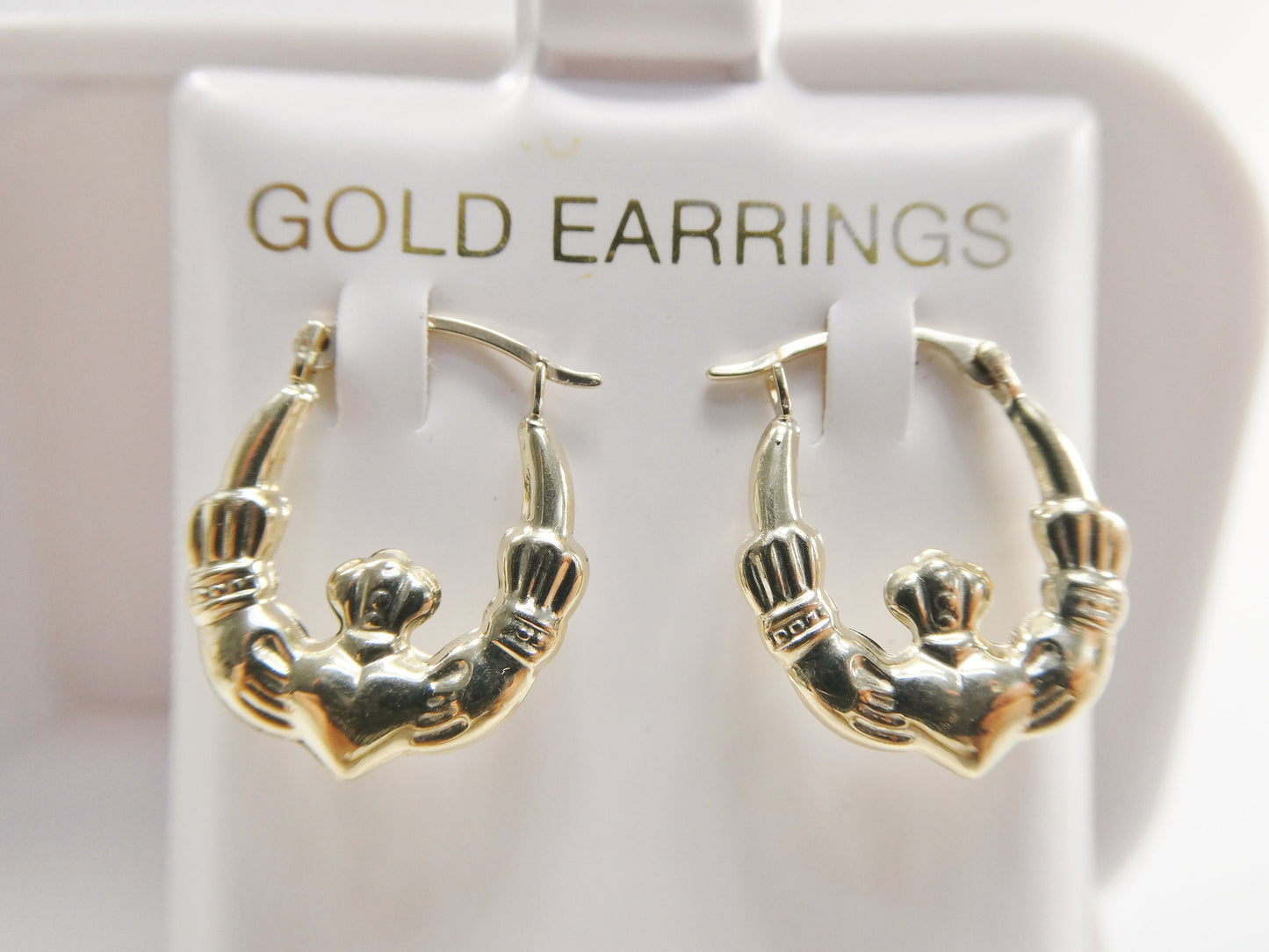 10k real solid yellow gold small claddagh heart classic baby hoop earrings