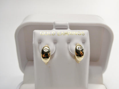 Real 10k Solid Yellow Gold Designer Polish Hoop Huggie Earrings