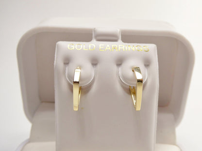 Real 10k Solid Yellow Gold Designer Plain Triangle Polish Hoop Huggie Earrings
