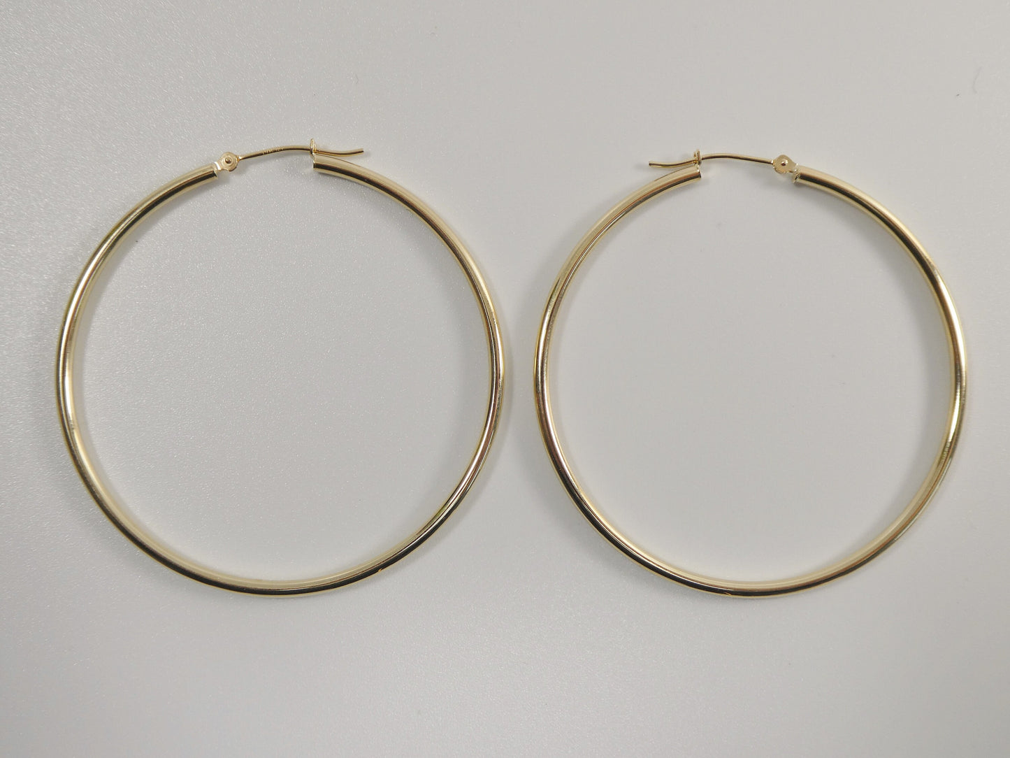 14K Solid Yellow Gold Hoop Earrings: High Polish, 50mm