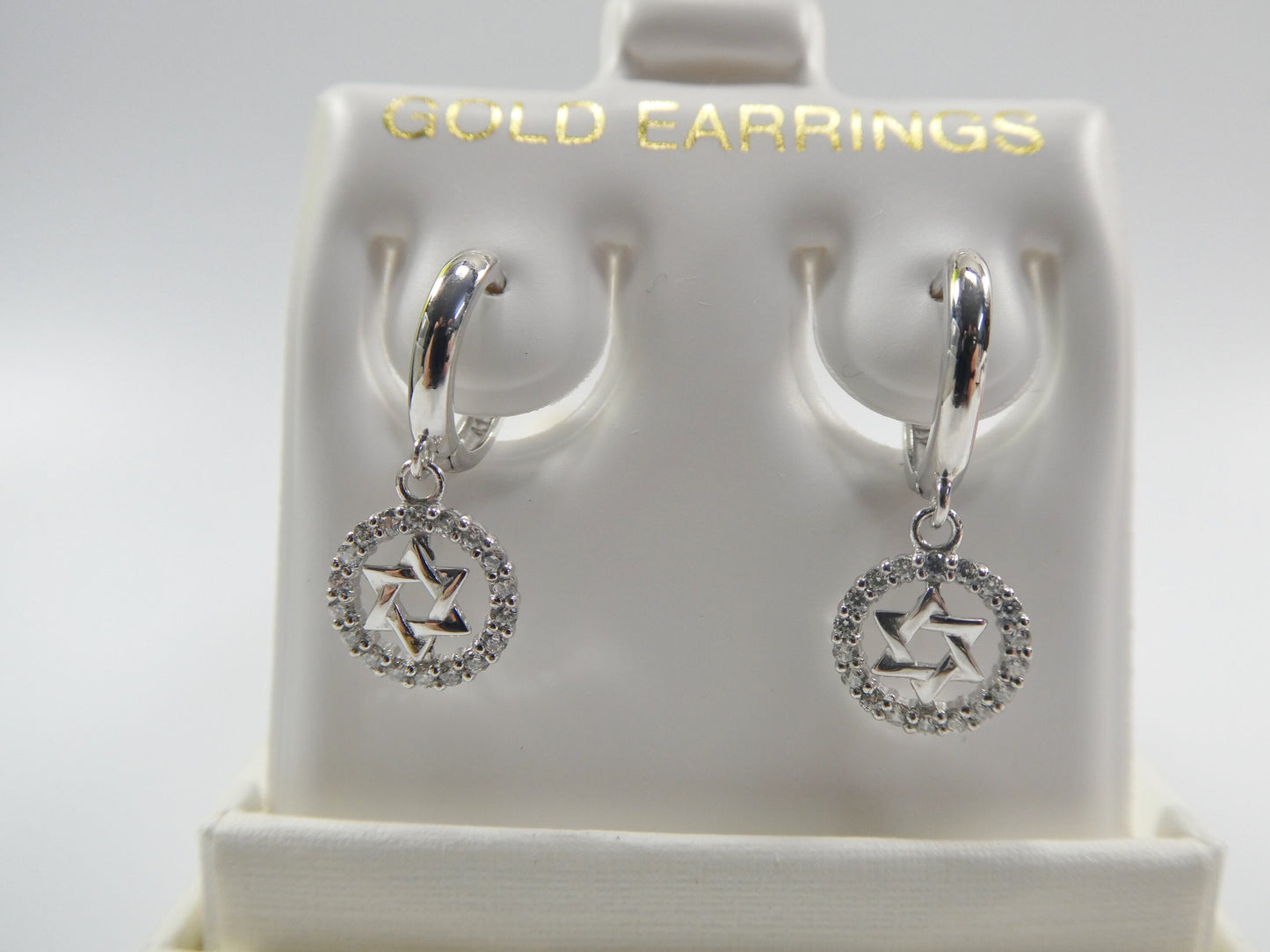 10k real solid gold star David dangle on plain huggie fancy earrings