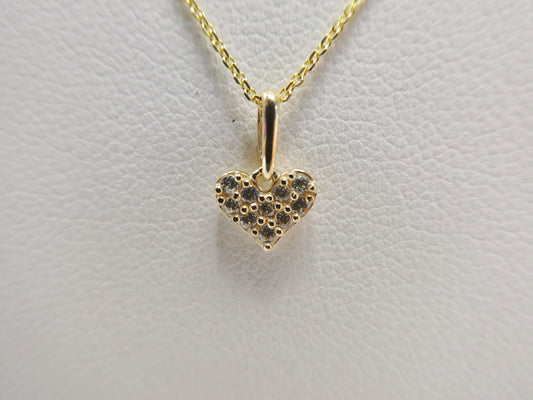 14k real solid yellow gold small heart pendent and cable necklace