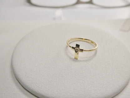 Real 10k Solid Yellow Gold Cross Classic Pinky Ring