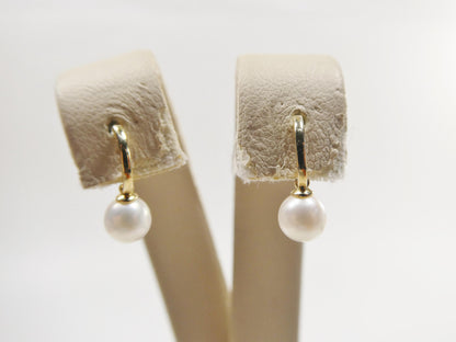 Real 10k Solid Yellow Gold Cultured Freshwater Pearl Push Post Earrings