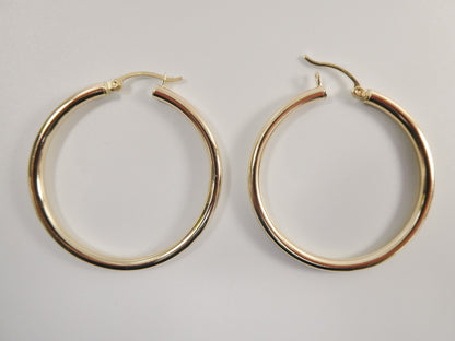 Real 10k Solid Yellow Gold Plain High Polish 40mm Hoop Huggie Earrings
