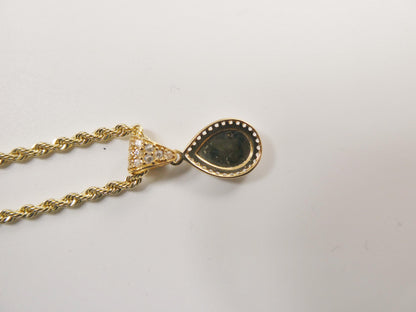 10k Real Solid Yellow Gold Evil Eye Pendent and Rope Necklace