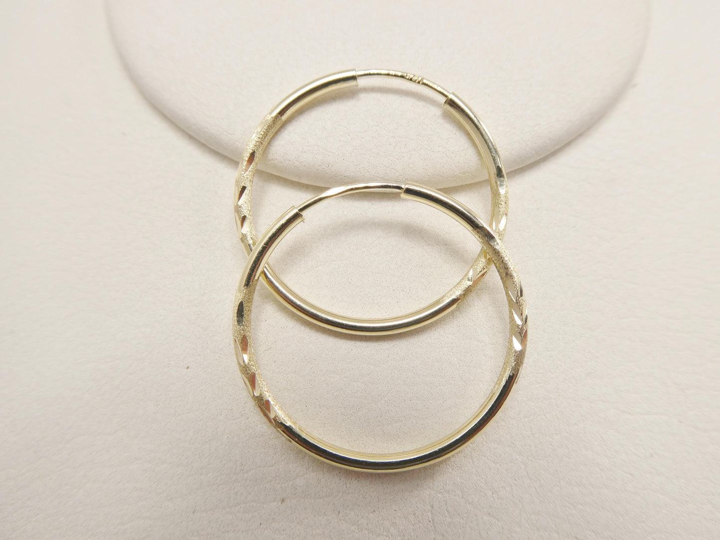 10k real solid yellow gold 2mm tube diamond cut endless hoop earrings
