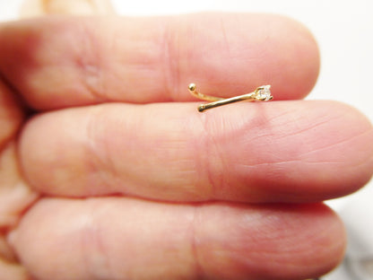 14k Real Solid Yellow Gold Cartilage Nose Ring Body Ring Piercing