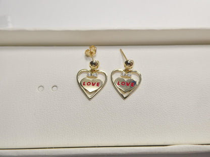 Real 10k Solid Yellow Gold Heart Love Push Post Earrings