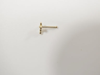 14k Real Solid Yellow Gold Cross Nose Ring
