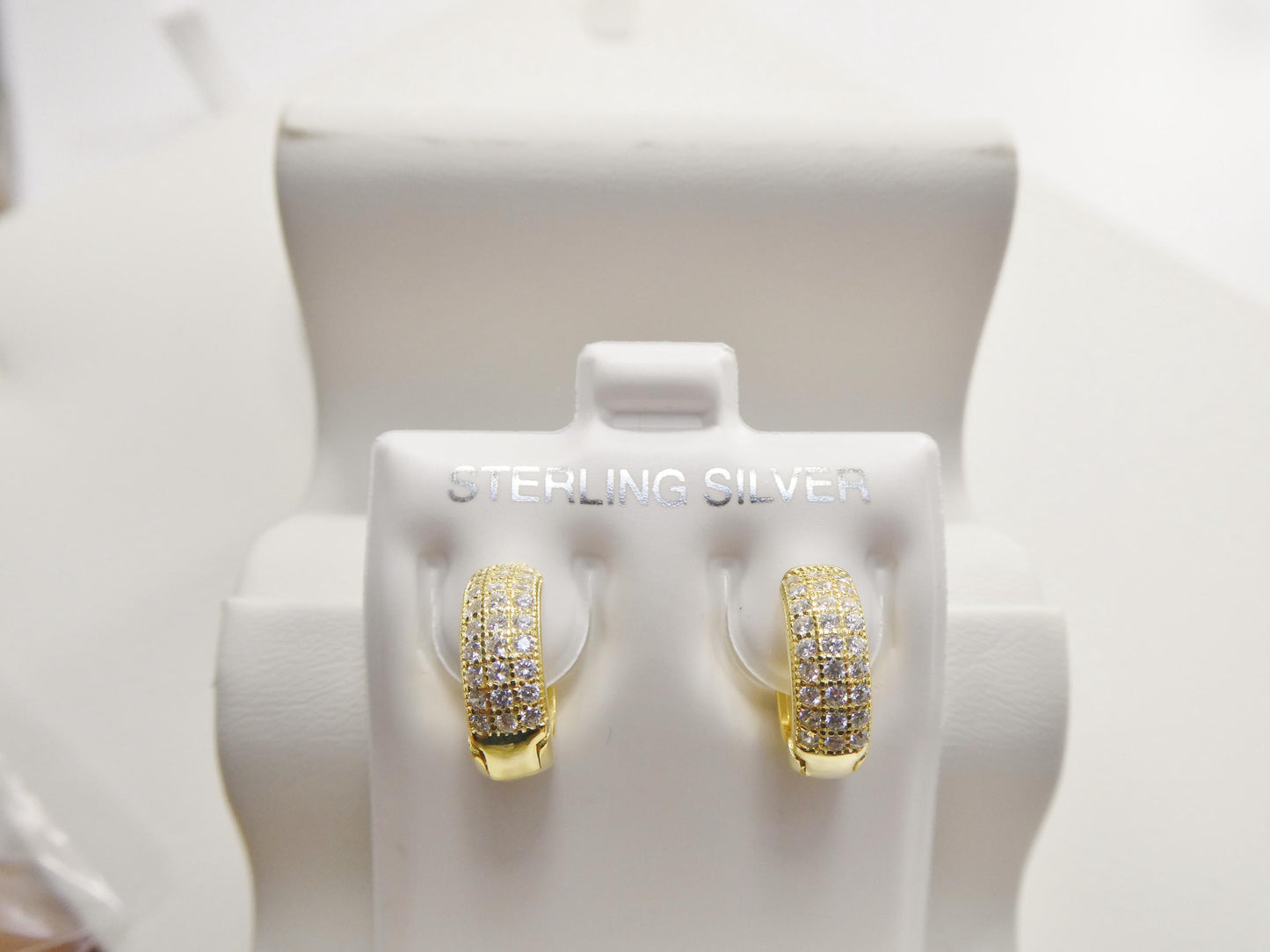 real 925 sterling silver yellow color finish huggie earrings