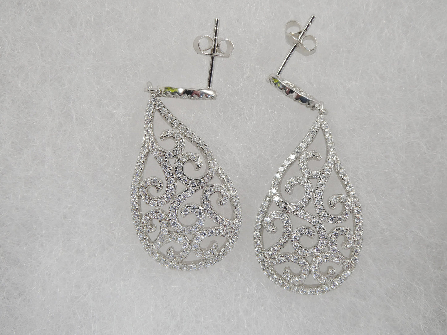real 925 sterling silver micro pave setting 14k white gold color finish drop earrings