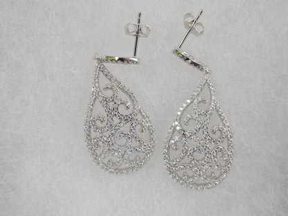 Real 925 Sterling Silver Micro Pave Setting 14k White Gold Color Finish Drop Earrings