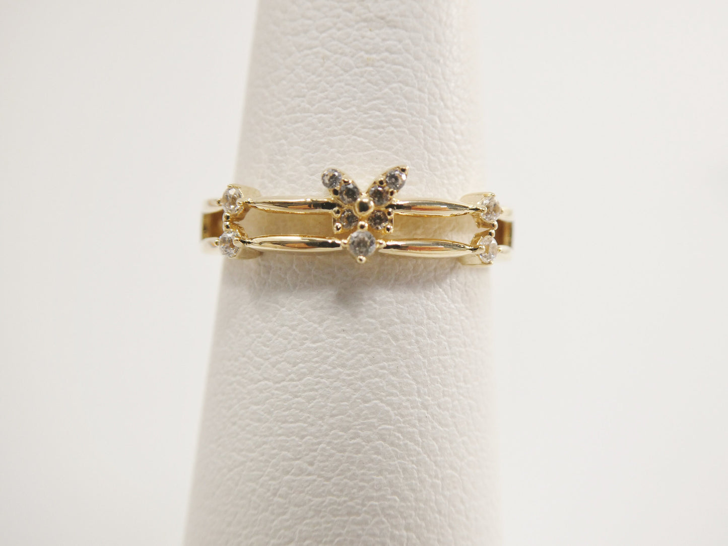 real 14k solid yellow gold women's classic micro pave setting pinky ring