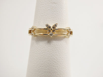 Real 14k Solid Yellow Gold Women's Classic Micro Pave Setting Pinky Ring