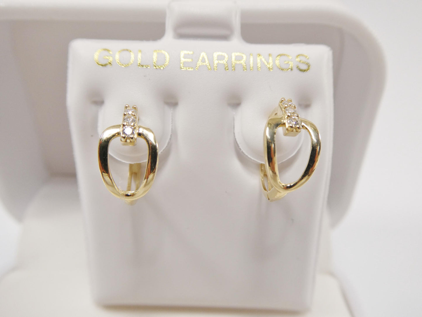 real 10k solid yellow gold buckle hoop huggie earring