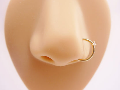 14k Real Solid Yellow Gold Cartilage Nose Ring Body Ring Piercing