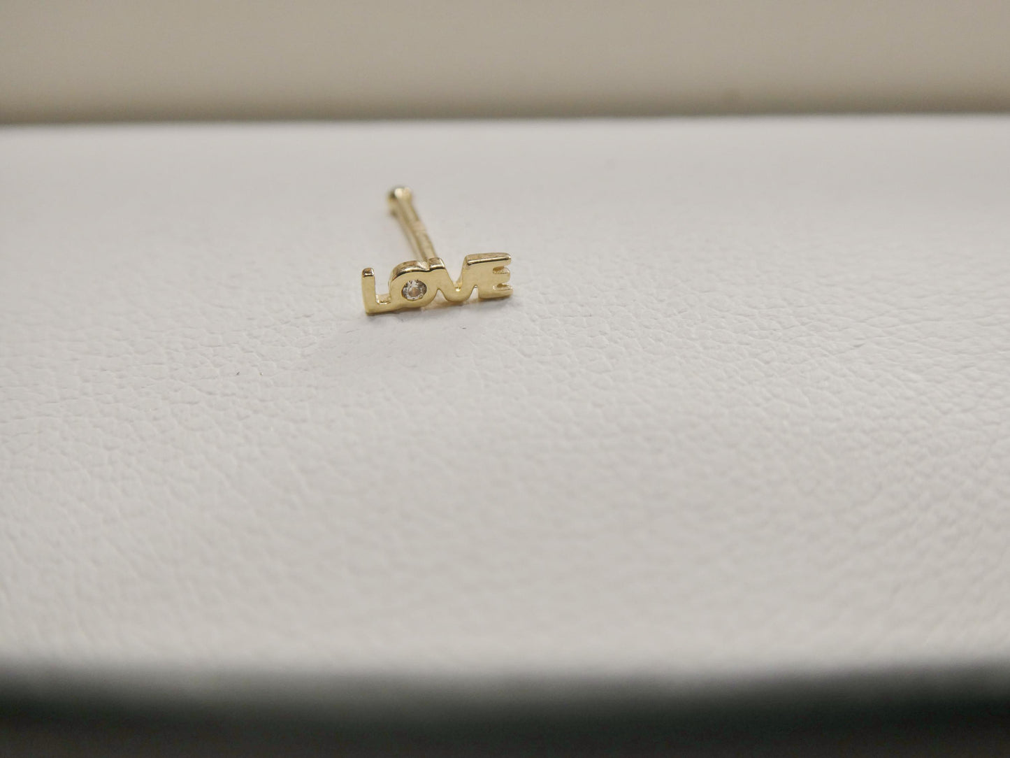 14k real solid yellow gold love letters stud nose ring
