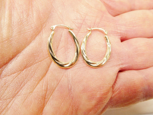 10k real solid yellow gold classic design hoop earrings
