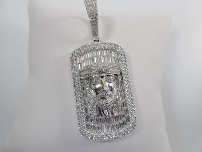 Real 925 Sterling Silver Large Jesus Head Medallion Pendent