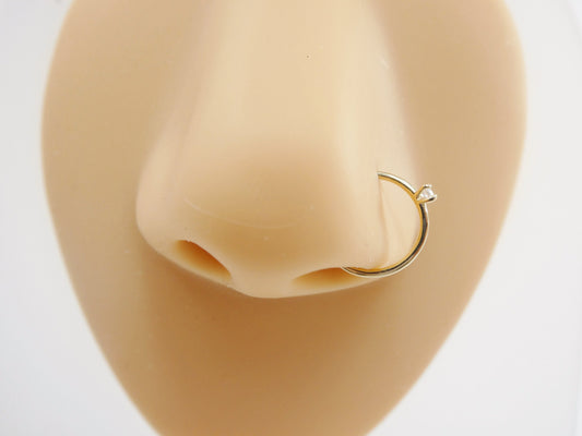 14k real solid yellow gold cartilage nose ring body ring piercing