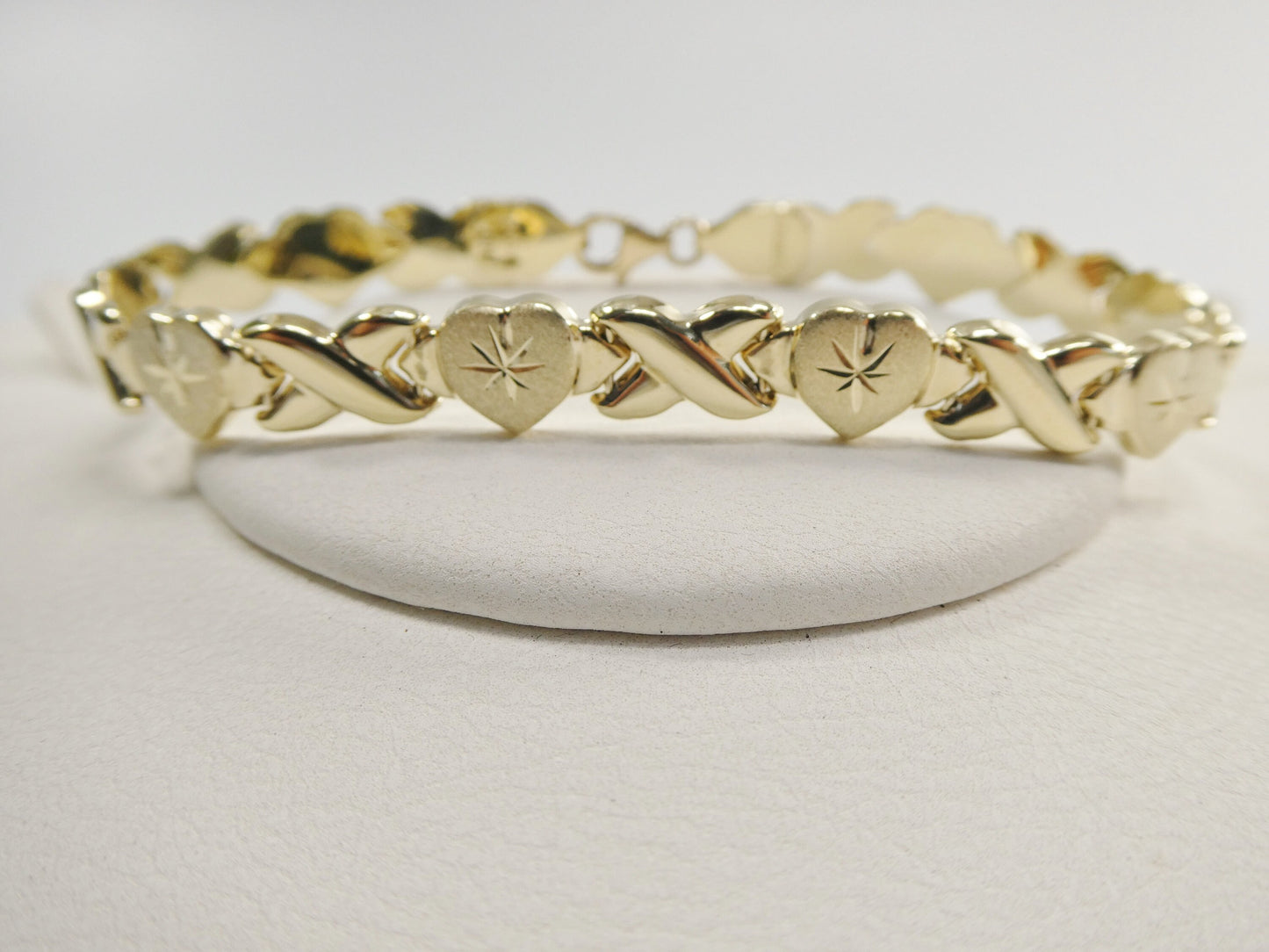 real 10k solid yellow gold xoxo hugs and kisses 7 inch and 8 inch stampato bracelet