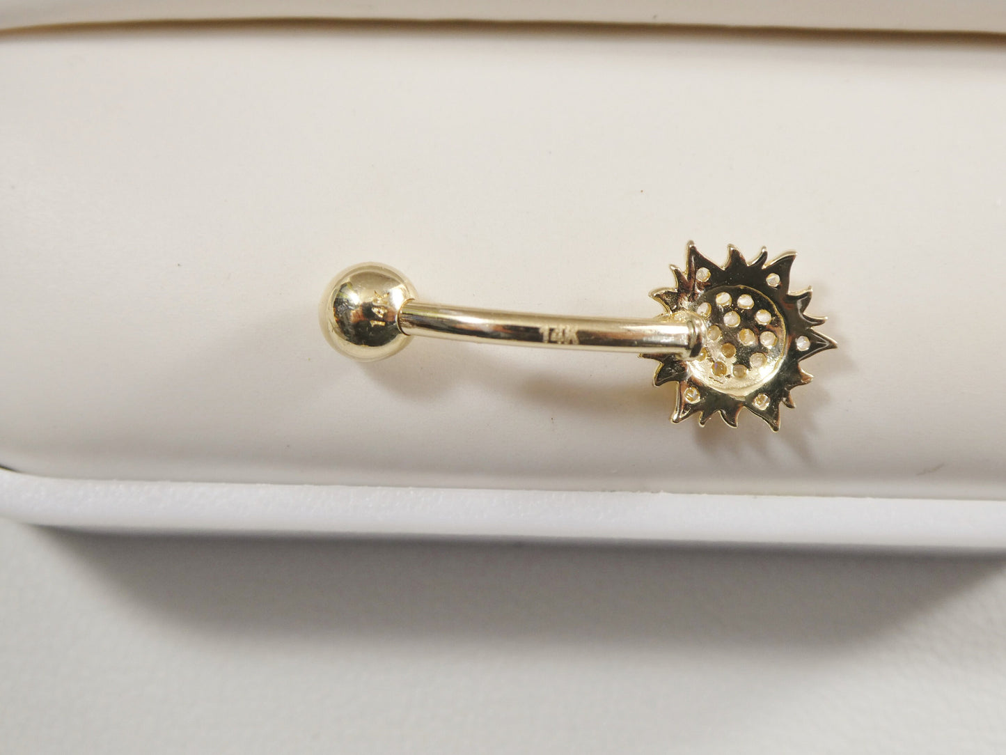 14k real solid yellow gold sun belly button ring piercing