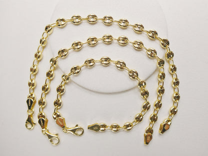 Real 10k Solid Yellow Gold 5.5/6/ 6.5 Inch Children/Women Puffed Mariner Bracelet