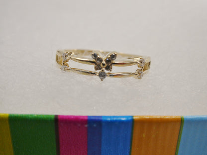 Real 14k Solid Yellow Gold Women's Classic Micro Pave Setting Pinky Ring