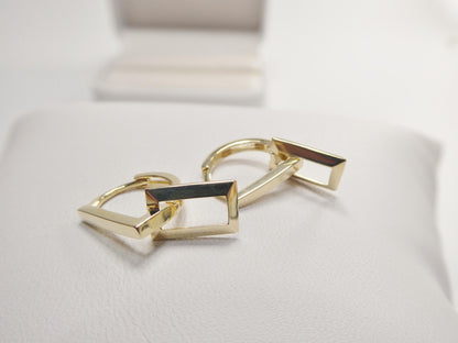 Real 10k Solid Yellow Gold Designer Hoop Huggie Earrings
