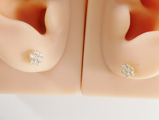 real 10k solid yellow gold screw post flower stud earrings