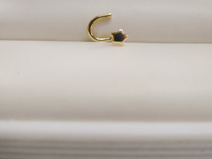 14k Real Solid Yellow Gold Twist Shape Star Nose Ring